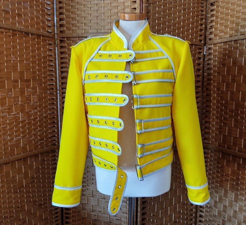 Queen - Jacket, 手工制作弗雷迪·默丘里的风格黄色军装夹克 - 2024 #1.0