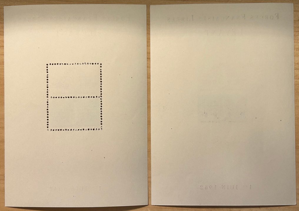 Γαλλική αποικία 1942 - Λίβανος - Γαλλικές αποικίες - Τεμάχια αεροπορικών γραμματοσήμων με δόντια και χωρίς δόντια, - Y&T BL1 & BL1a #4.3