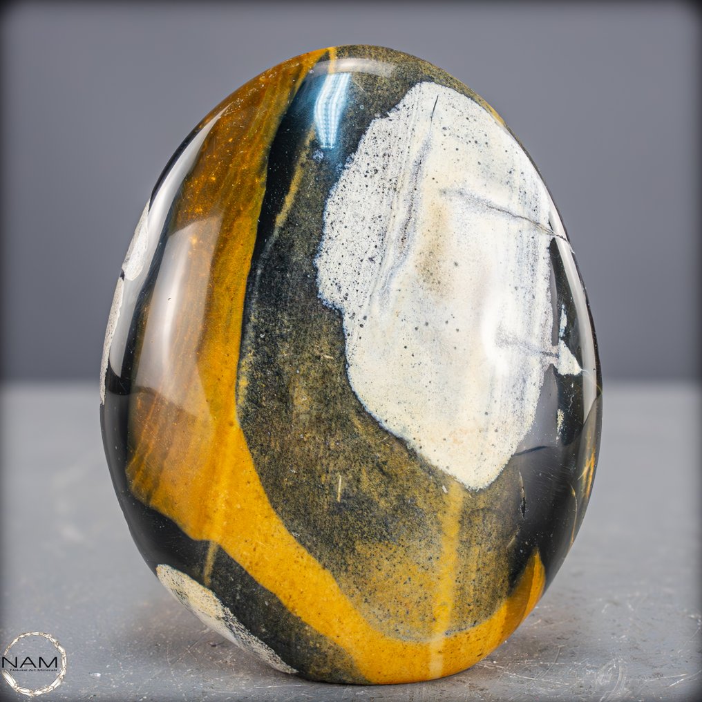 Forme libre exclusive Chalcedon – Une œuvre d'art de la nature en contrastes dorés et sombres.- 1222.05 g #1.0