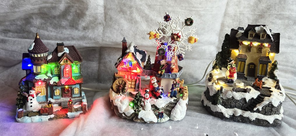 Decoração de Natal Intratuin (3) - 3 cenários de Natal iluminados com adaptador de 3 vias - Compósito #1.0