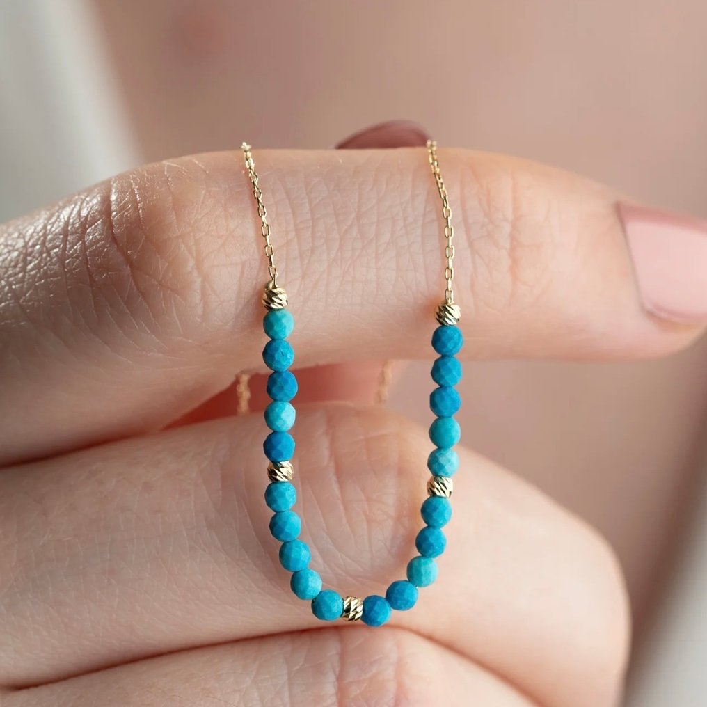 Sem preço de reserva - Handmade - Colar - 14 K Ouro amarelo Turquesa - Dorika Ball com Turquesa #4.3