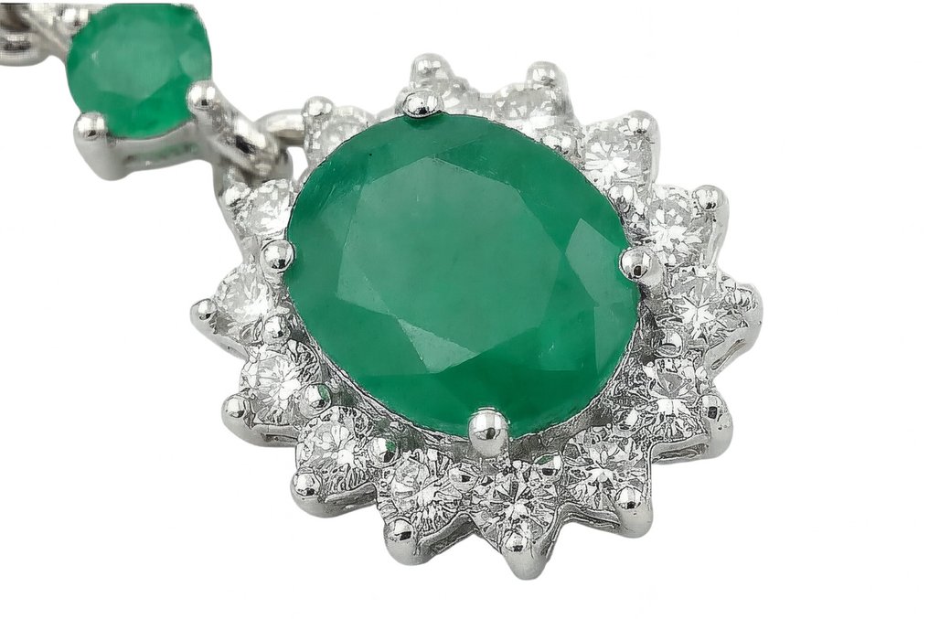 没有保留价 - 耳环 银, Gold-plated 祖母绿 - 黄宝石 - 8,20 kt. - Oro 18 kt. #4.3