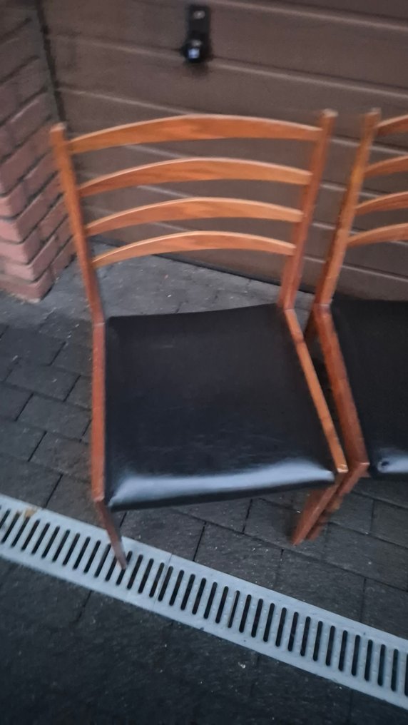 Καρέκλα - Ξύλο, Δέρμα - Πέντε vintage καρέκλες #2.1