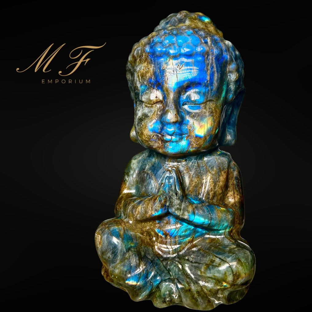 Premium - XXL Labradorite Buddha Carving - Height: 190 mm - Width: 100 mm- 1850 g - (1) #1.0