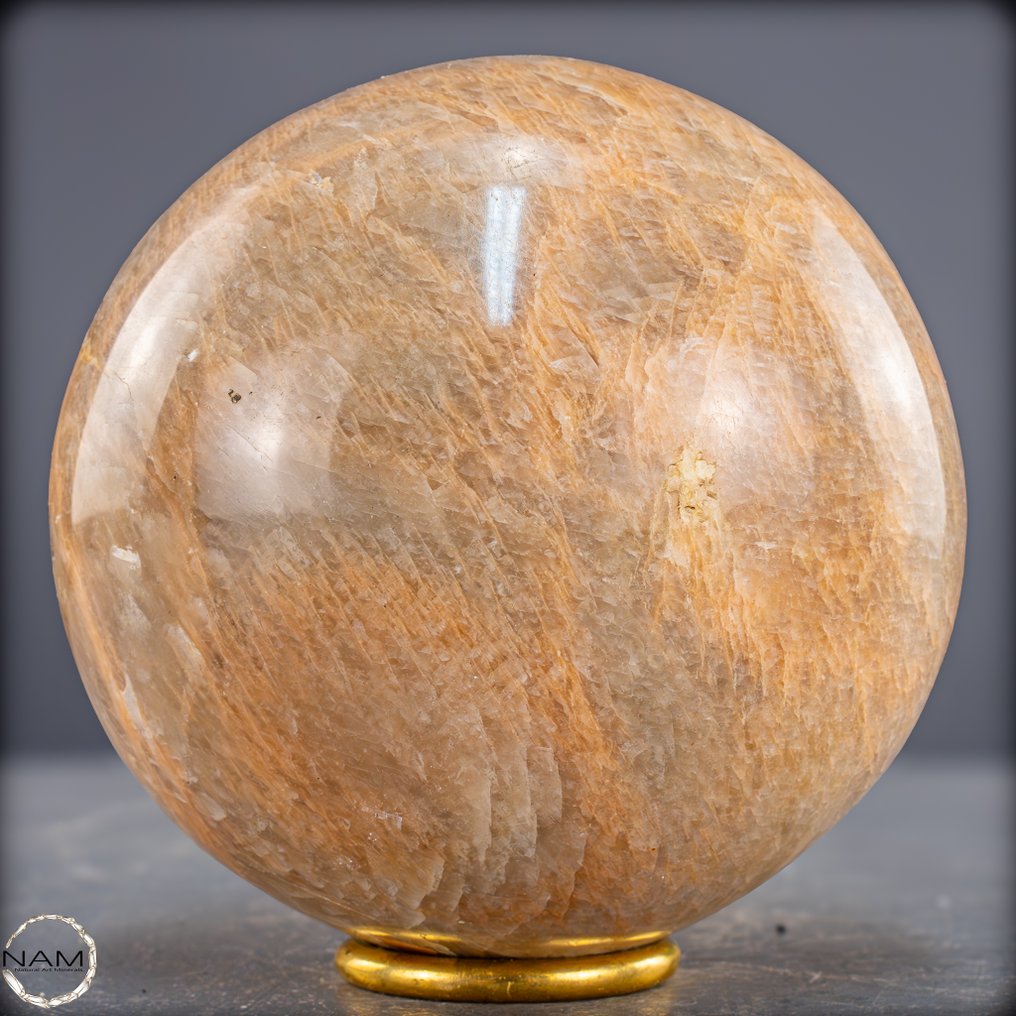 Sphère en pierre de lune pêche naturelle avec une allure chaleureuse et soyeuse- 1779.85 g #3.2