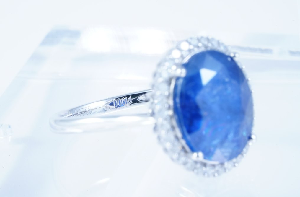 Sans prix de réserve - Bague Platine -  8.84ct. tw. Saphir - Diamant #4.3