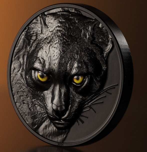 Palau. 10 Dollars 2024 Hunters by Night: Ocelot - 2 Oz (.999) Proof #1.0