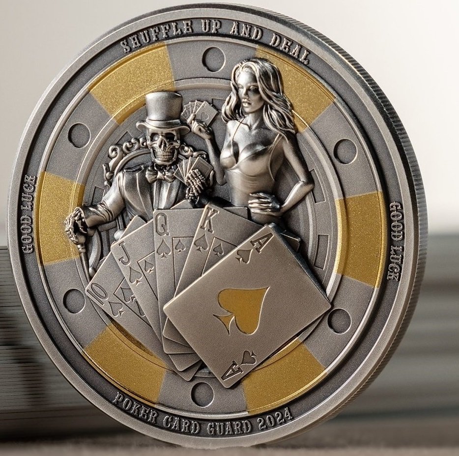 Palau. 5 Dollars 2024 POKER CARD GUARD - 1 Oz (.999) Proof #3.2