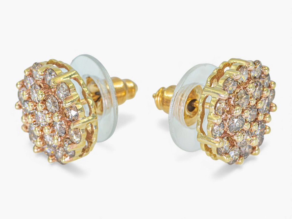 χωρίς τιμή ασφαλείας - Καρφωτά σκουλαρίκια - 14 καράτια IGI Antwerp, Κίτρινο χρυσό -  1.00ct. tw. Διαμάντι (Φυσικό) #2.1