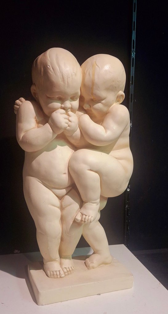 Statue, Kinderen bij de fontein - 51 cm - Plaster #1.0