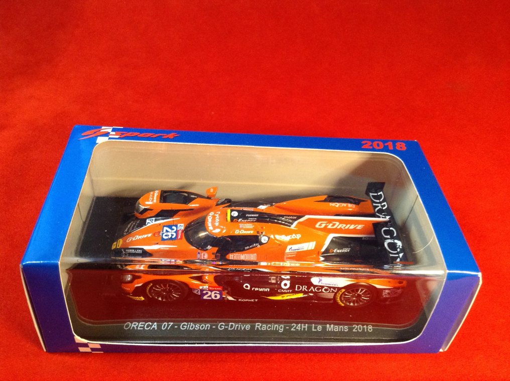 Spark 1:43 - Machetă mașină de curse - ref. #S7013 Oreca 07 Gibson LMP2 "Dragon" G-Drive Racing Le Mans 2018 #26 Rusinov/Pizzitola/Vergne - Calitate excelentă - ediție limitată - dificil de găsit astăzi. #1.0