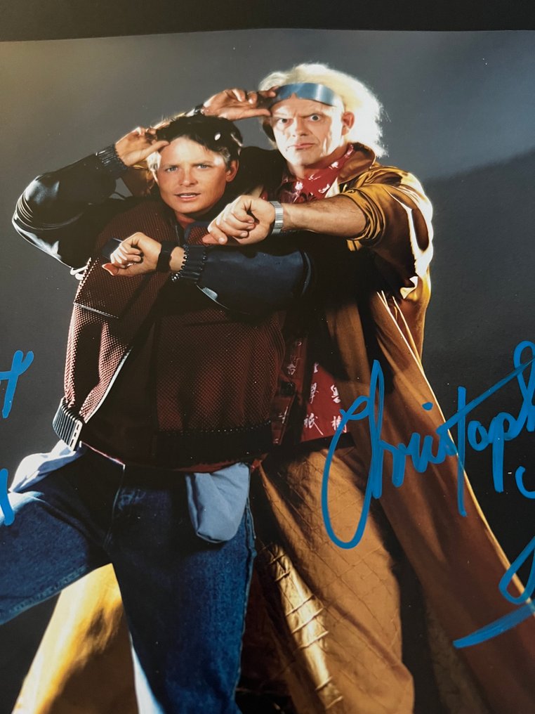 Back to the Future - Michael j fox & Christopher Lloyd Signed beckett 11x14 #4.3