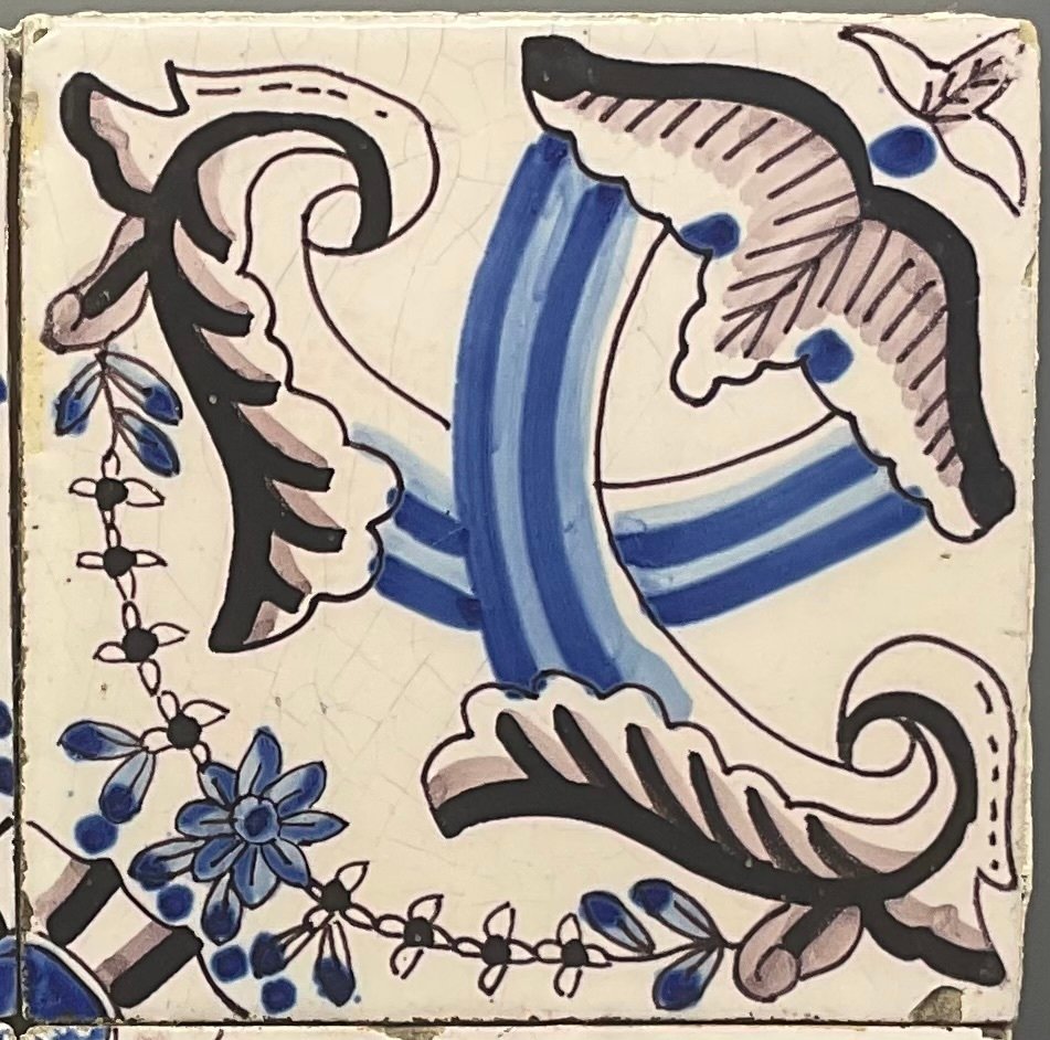  Tile - Diagonal decor - c. 1830  #2.1
