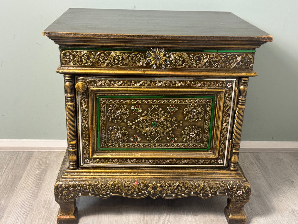 Skab - Luksuriøs håndlavet kommode med mozaikfliser. - Træ, Glas #4.3