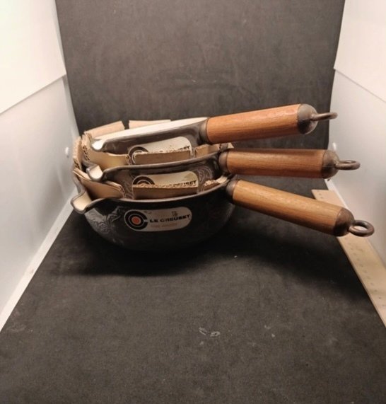 Le Creuset - Enzo Mari - 燉鍋 (3) -  Les Gravés Fleurs la Mama - 瑪瑙, 木, 铸铁 #1.0