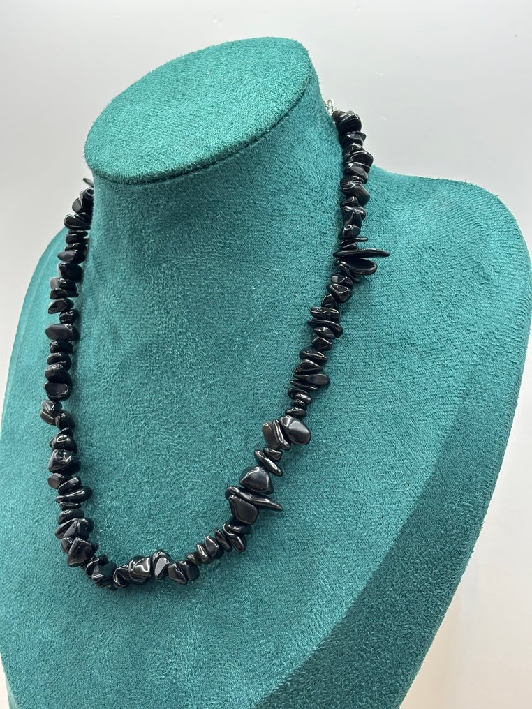 Boucles d'oreilles en argent 925 estampillé et collier plaqué argent, onyx noir de grade AAA - Ensemble de bijoux 2 pièces #3.2