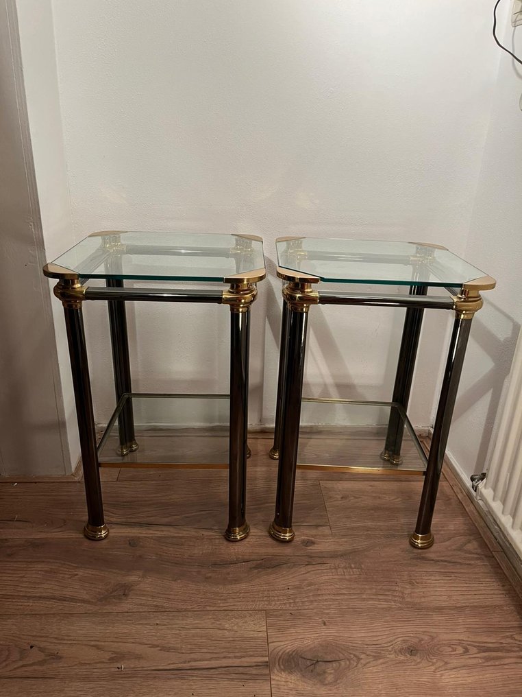Mara - Table d'appoint (2) - Verre, Laiton, Métal #1.0