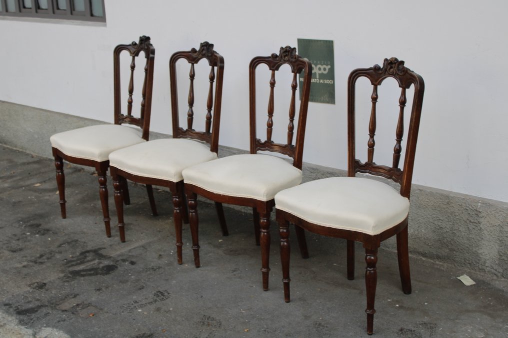 飯廳椅 (4) - 木, 紡織品 - Louis Philippe 椅子 #1.0