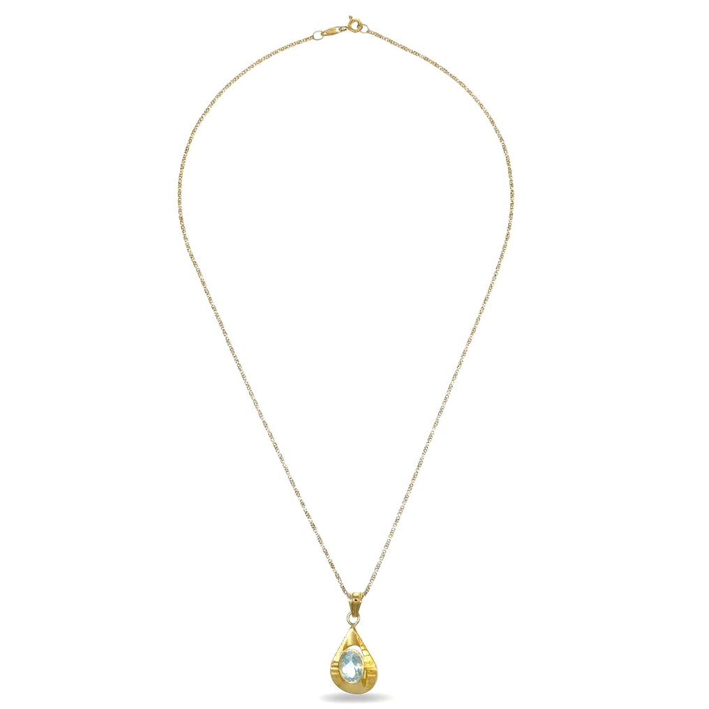 Collier avec pendentif - 18 carats Or jaune - 1.85ct. tw. Aigue-marine #4.3