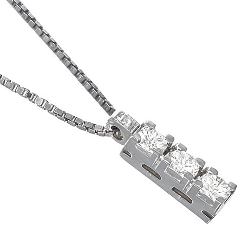 吊坠项链 - 18K包金 白金 - 0.66ct. tw. 钻石 (天然) #1.0