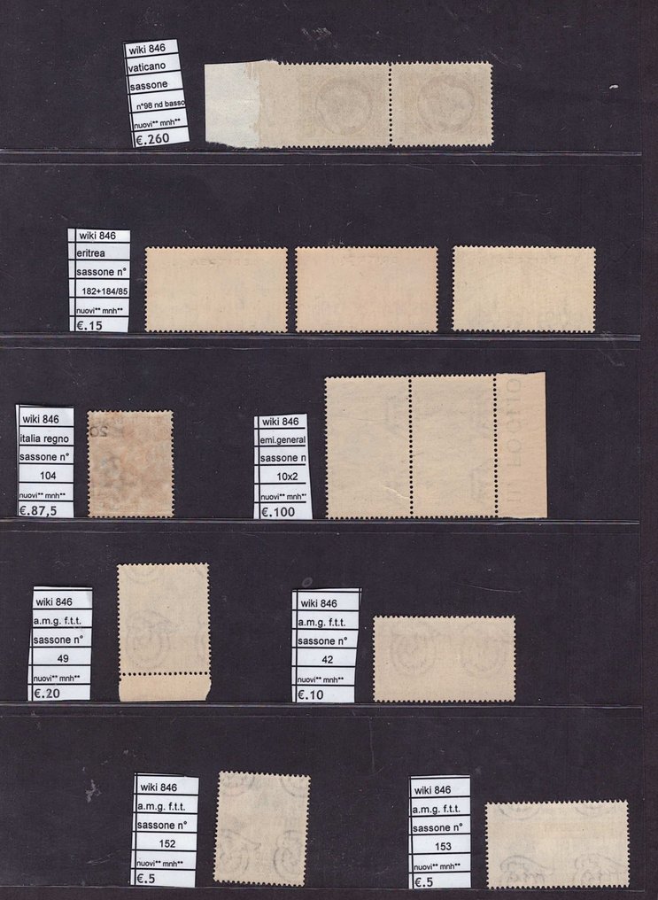 意大利  - 意大利地区邮票套件，品种齐全，全部为MNH**，目录编号1601。 - sassone #1.0
