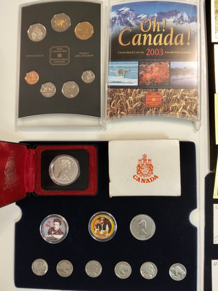 加拿大, 美国. Collection coins lot from Canada and United States with silver and set's  160 coins in total 1901 - 1990s  (没有保留价) #1.0