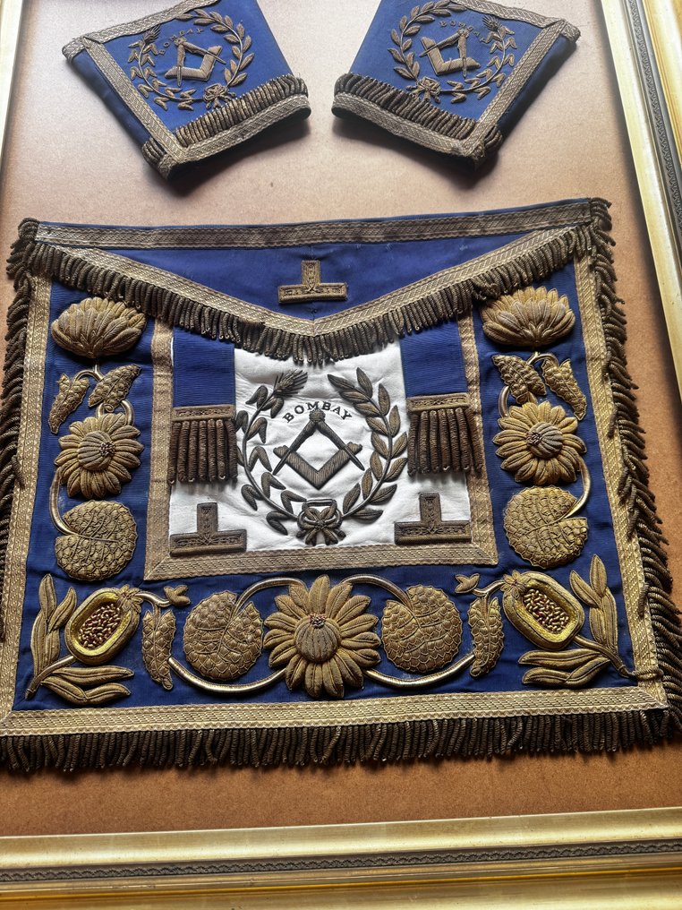 英國 - 獎牌 - Genuine 1760 "Bombay" Spencer & Co Apron and Gauntlets in Frame - 1760 #3.2