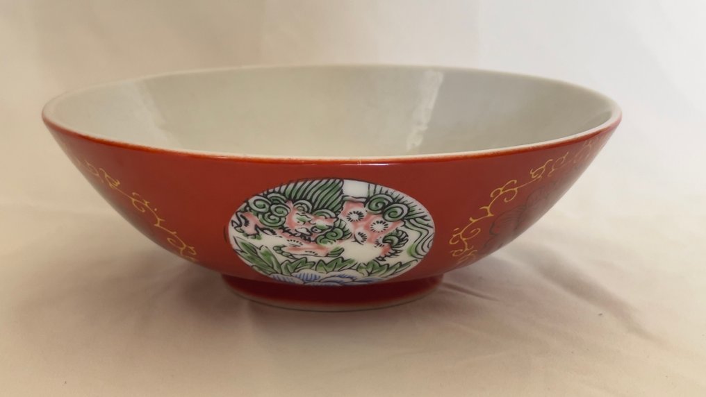 Kulho - Posliini - Qing-dynastian korallinpunainen #4.3