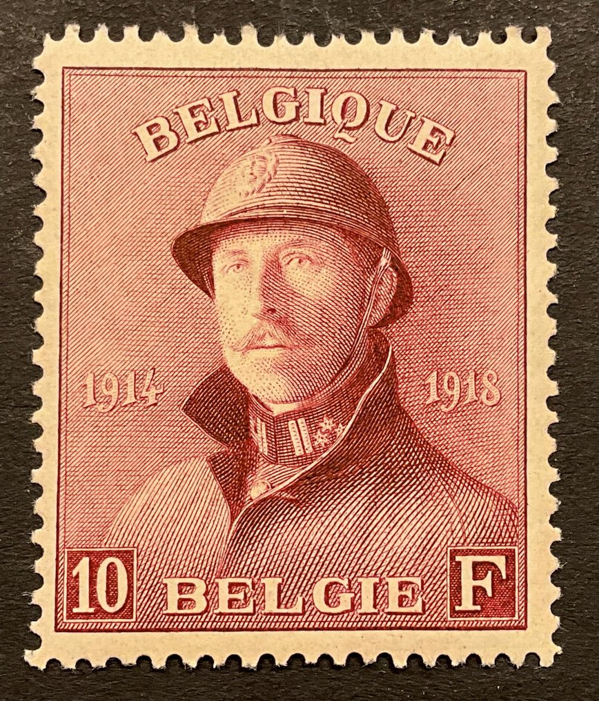 比利時 1919 - Koning Albert I ‘Helm’ 10瑞士法郎 - OBP/COB 178 #2.1