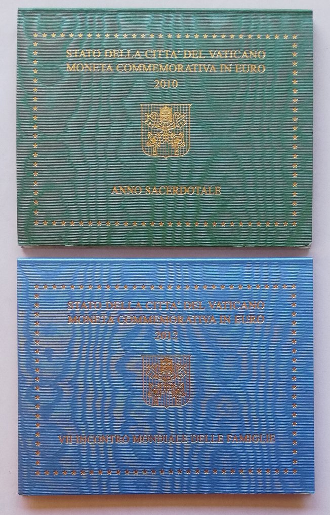 Vatikanen. 2 Euro 2010/2012 "Anno Sacerdotale" + "Incontro Mondiale delle Famiglie" (2 coins) (Utan reservationspris) #1.0