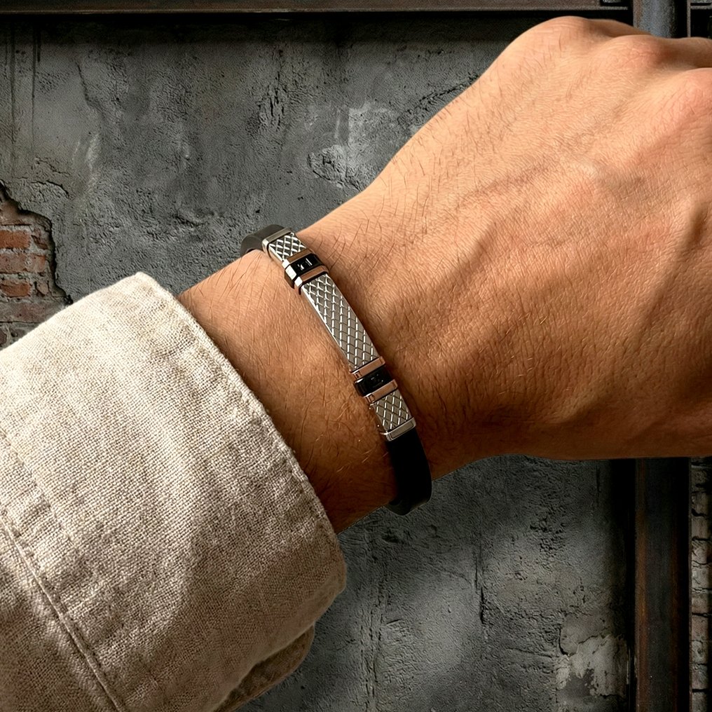 18 καράτια - Βραχιόλι σε χειρουργικό ατσάλι., Ροζ χρυσό - Βραχιόλι - Manifattura Italiana #2.1