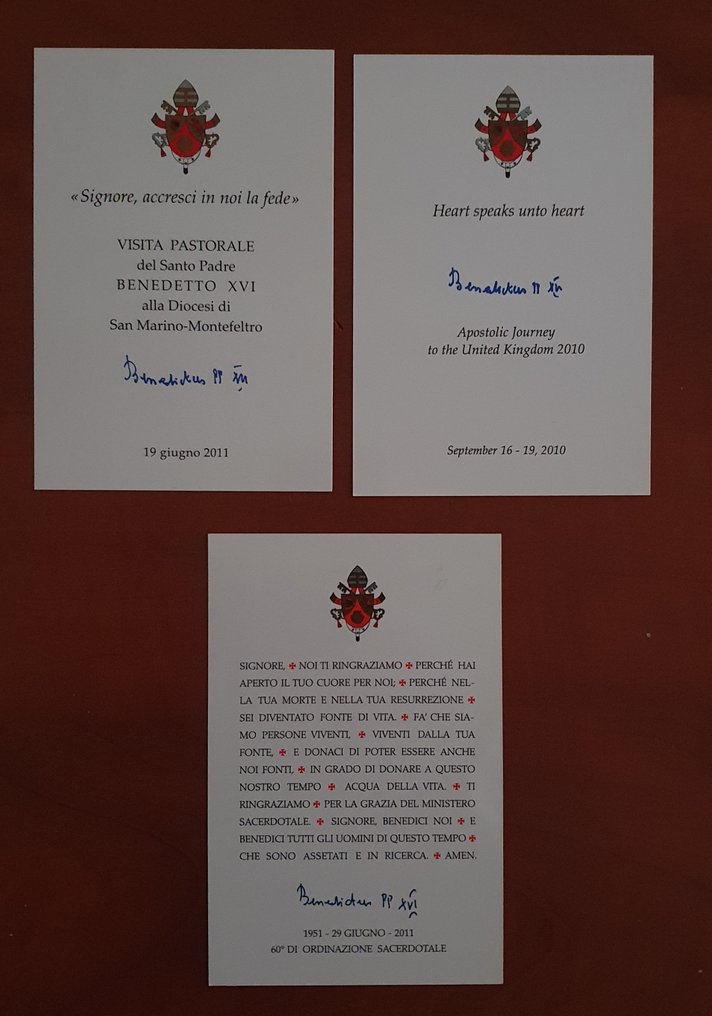 8 imagini rare ale Sfântului Ioan Paul al II-lea, Benedict al XVI-lea, Francisc, semnate (8) - Hârtie - 2000-2010 #4.3