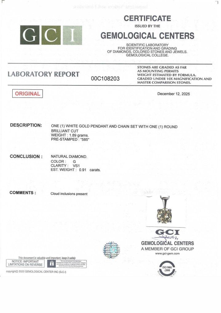 χωρίς τιμή ασφαλείας - Κολιέ - 14 καράτια Λευκός χρυσός - 0.91ct. tw. Διαμάντι (Φυσικό) #2.1