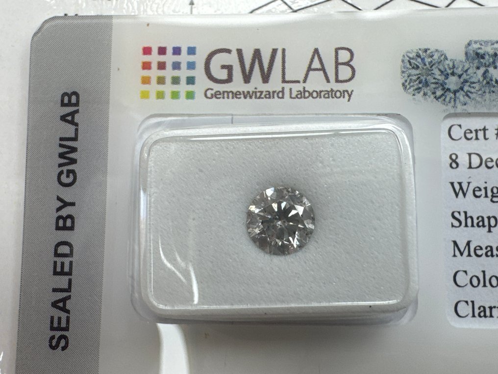 No reserve price - 1 pcs Diamond  (Natural)  - 0.81 ct - Round - D (colourless) - SI2 - Gemewizard Gemological Laboratory (GWLab) #1.0