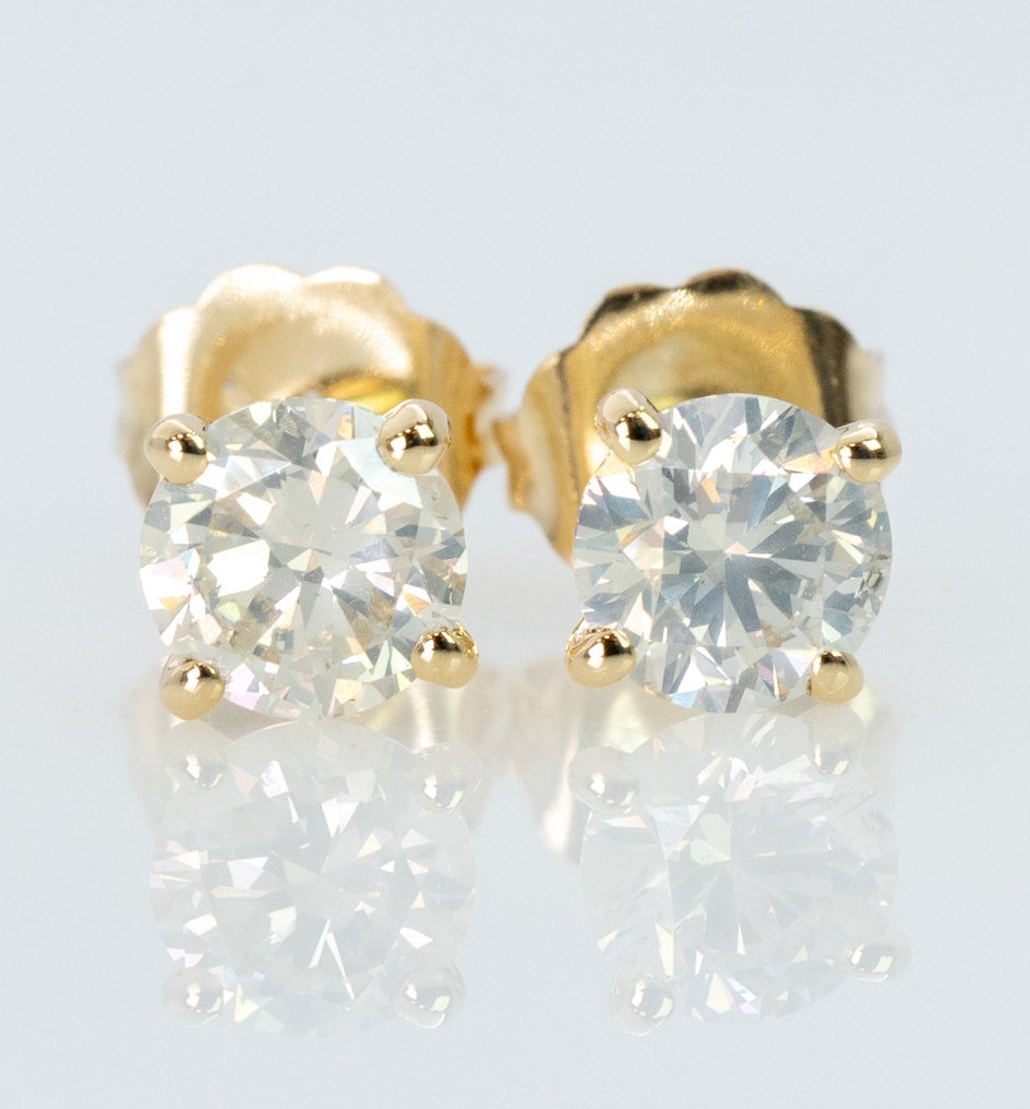 Nincs minimálár - Drop fülbevaló - 14 kt. Sárga arany -  0.99ct. tw. Gyémánt (Természetes) - GWLab #1.0