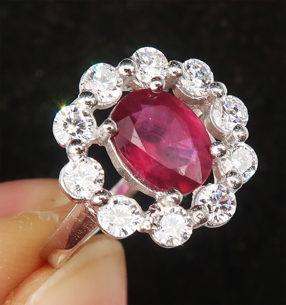 Rubin - Argint, Inel Rubis „Fleur Royale”: Pasiune și eleganță atemporală - Argint 925 - Inel #3.2