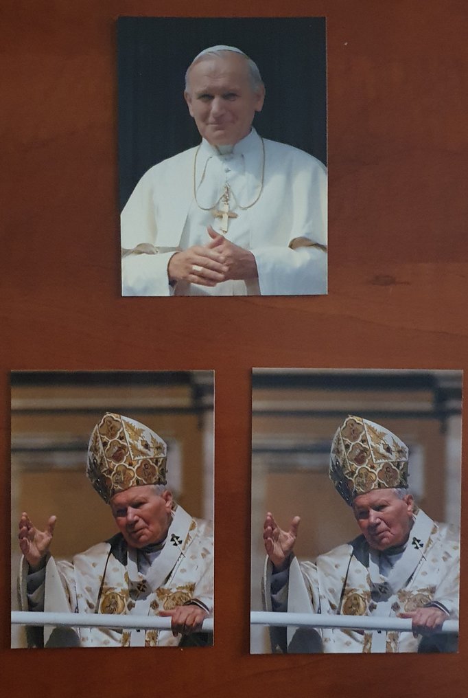 8 imagini rare ale Sfântului Ioan Paul al II-lea, Benedict al XVI-lea, Francisc, semnate (8) - Hârtie - 2000-2010 #1.0