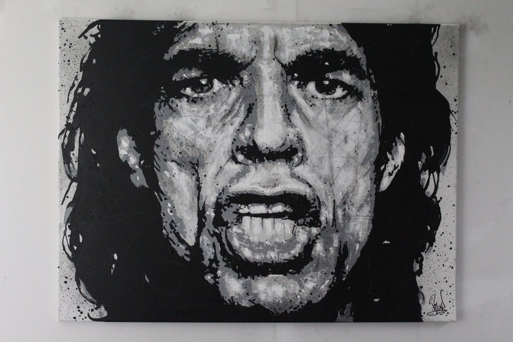 The Rolling Stones - Mick Jagger - Handpainted and signed painting - By PopArt artist Vincent Mink. - Portrait of Mick Jagger #1.0