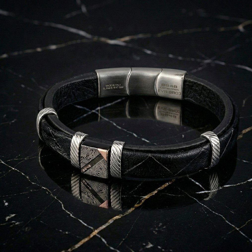 18 克拉 - 基础手链,采用手术不锈钢制作, 玫瑰金 - 手鈪 - 意大利制造 #1.0