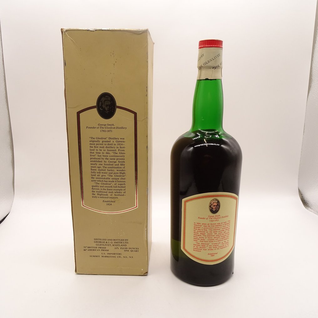 Glenlivet 12 years old Unblended All Malt  - b. 1970s - One Quart #1.0