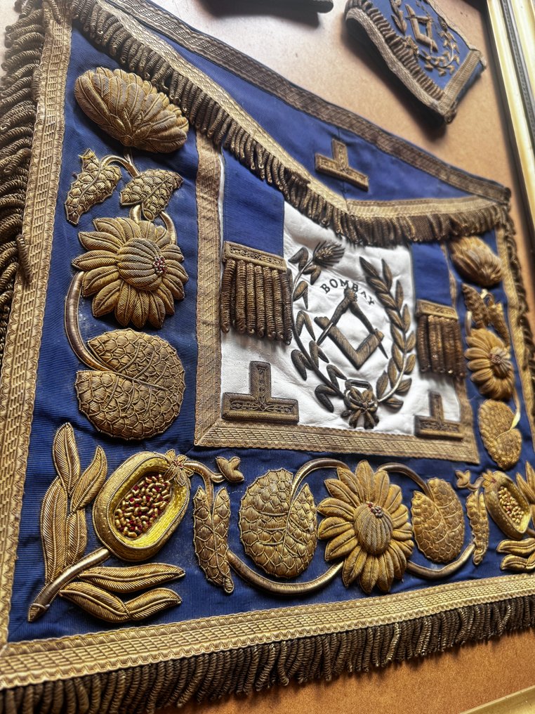 英國 - 獎牌 - Genuine 1760 "Bombay" Spencer & Co Apron and Gauntlets in Frame - 1760 #4.3