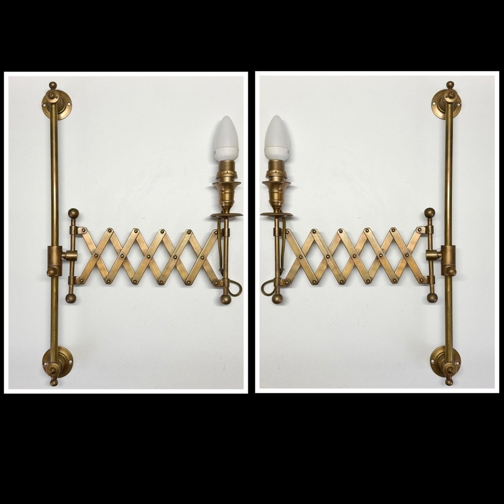 Schaarlamp (2) - Messing - Stel Wandlampen #1.0