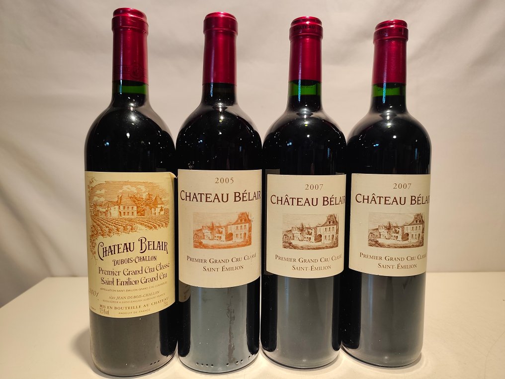 2001 , 2005 & 2007 x2 Château Bélair - Saint Emilion 1er Grand Cru Classé B - 4 Flaskor (0,75L) #1.0