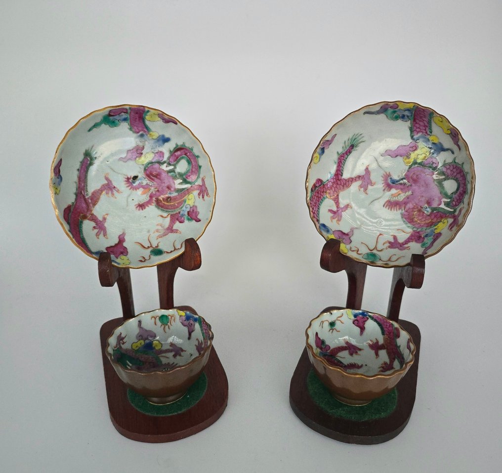 杯及底碟 (4) - 瓷器 - Famille rose #1.0