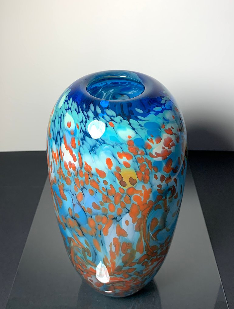 Maxence Parot - Βάζο -  Βάζο μοναδικό χρώμα και opalines 30cm  - Γυαλί #3.2