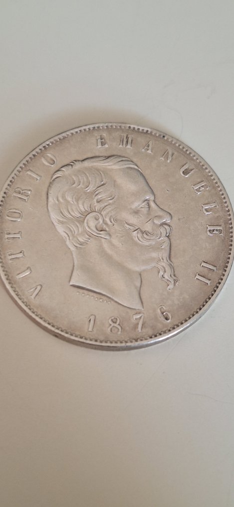 Ιταλία, Βασίλειο Vittorio Emanuele II. 5 Lire 1876 Roma  (χωρίς τιμή ασφαλείας) #3.2