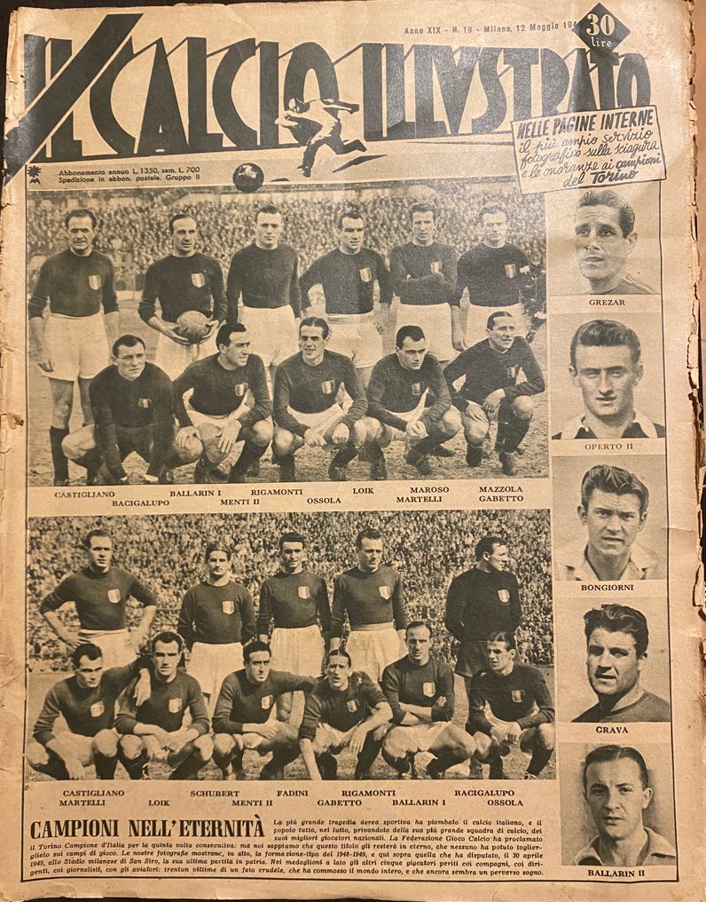 Torino - Sciagura di Superga - 1949 - avis  #1.0
