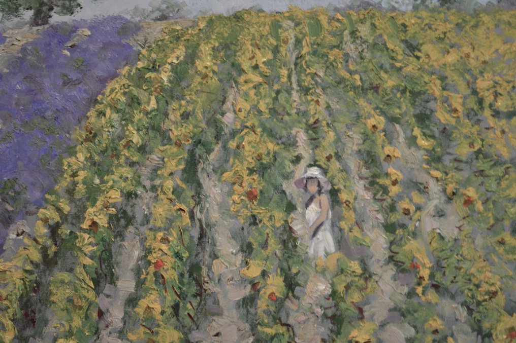 Chris van Dijk (1952) Impressionist - " Tournesols et Lavende " #3.2