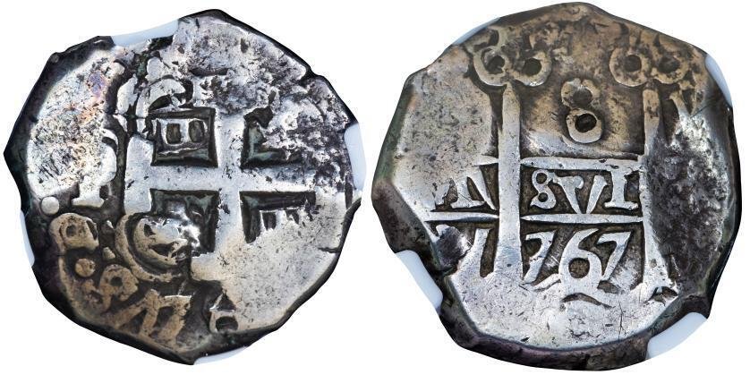 Spain. Carlos III. 8 Reales 1767 Potosí VY #1.0