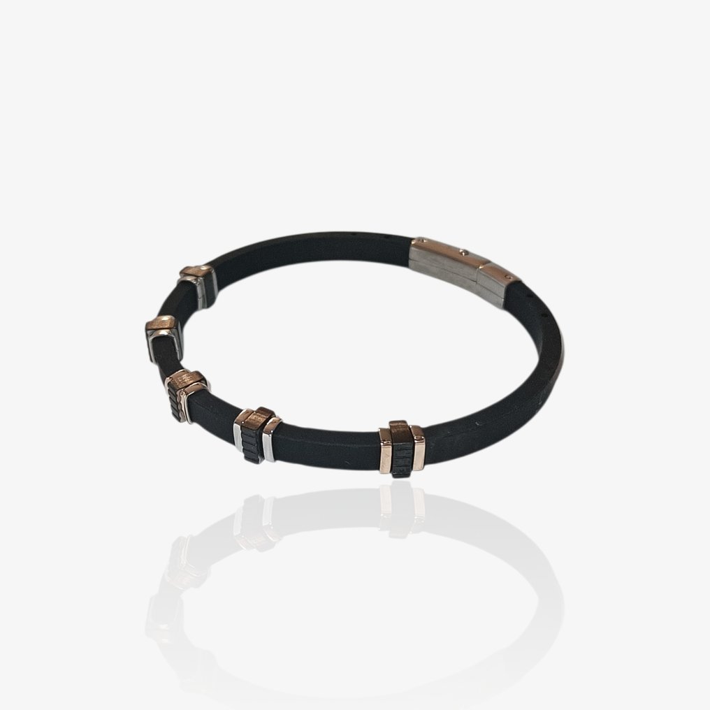 18 克拉 - 基础手链，采用手术不锈钢制作, 玫瑰金 - 手鈪 - 意大利制造 #1.0